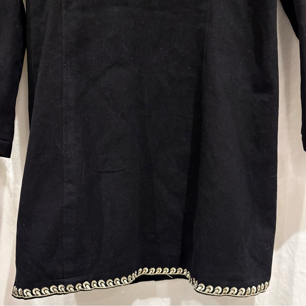 PAPARAZZI BY BIZ Jacket Black Twill  Floral Embroidered Boho Coat M W/Pockets - Picture 8 of 8